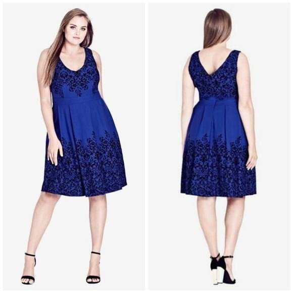 City Chic Dresses & Skirts - City Chic | Blue Border Flock Fit & Flare Dress 20